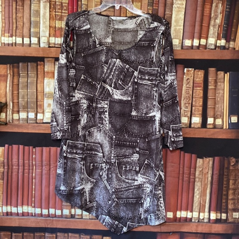 Bianca Nygard slinky material denim printed tunic top L‎